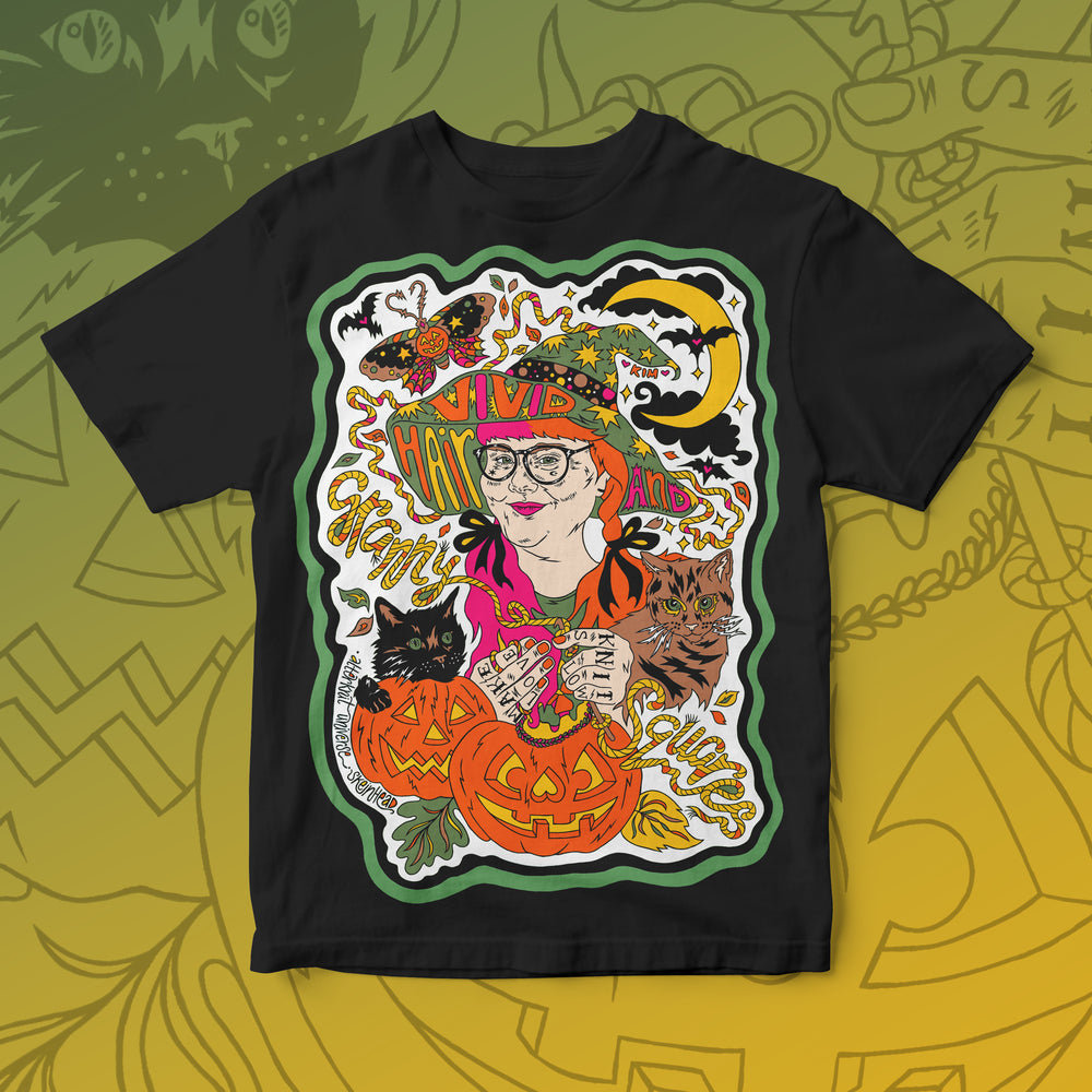 Kim Smith Vivid Hair and Granny Squares Halloween T-Shirt