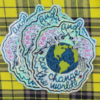 Knit And Purl Can Change The World Glitter Mega Sticker